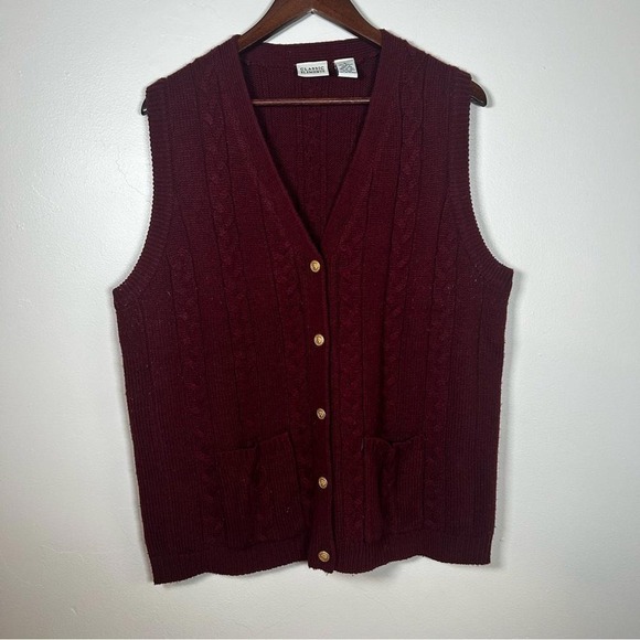 Vintage Red Cable Knit Vest - Picture 1 of 5